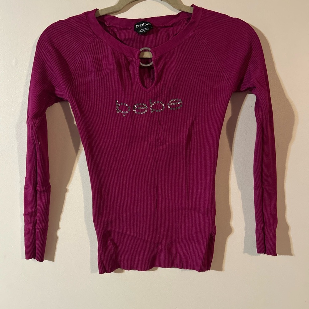 Bebe O Ring Ribbed Top